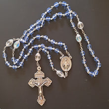 Our Lady of Peace blue czech glass Rosary