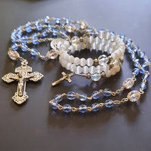 Our Lady of Peace blue czech glass Rosary