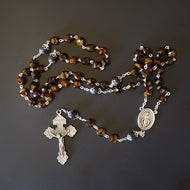 Tiger Eye with lava beads Rosary