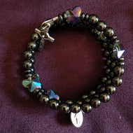 Hematite Rosary Bracelet with colored butterfly (choice of butterfly)