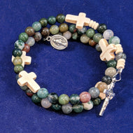 Stone Cross Rosary Bracelet Wrap