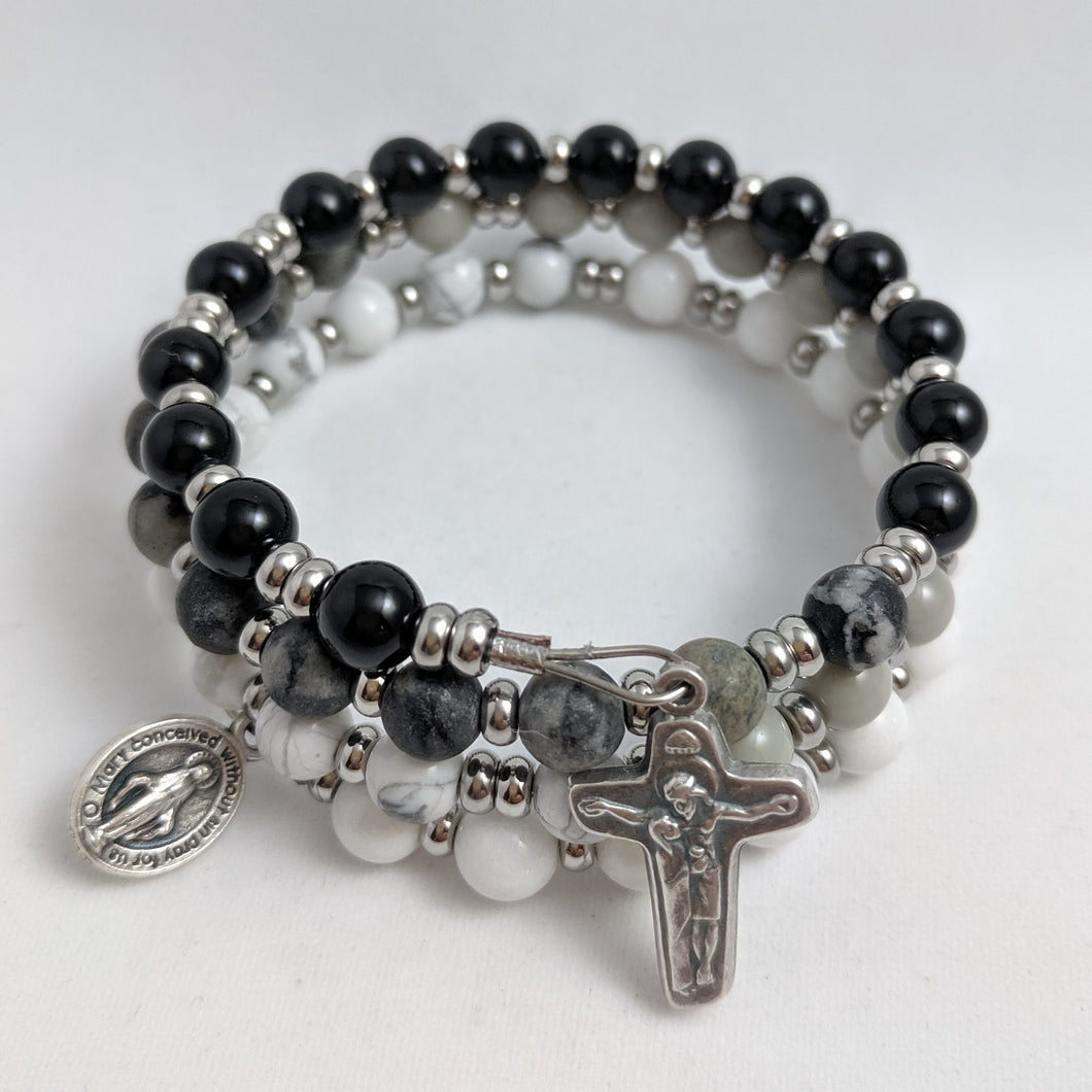 Holy Souls Rosary Bracelet Wrap (stainless steel spacers)
