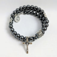 Silver Butterfly Rosary Bracelet Wrap