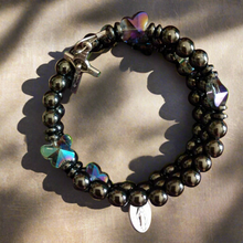 Hematite Rosary Bracelet with colored butterfly (choice of butterfly)