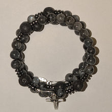 Dark Night Rosary Bracelet with black and grey marble, hematite and lava beads