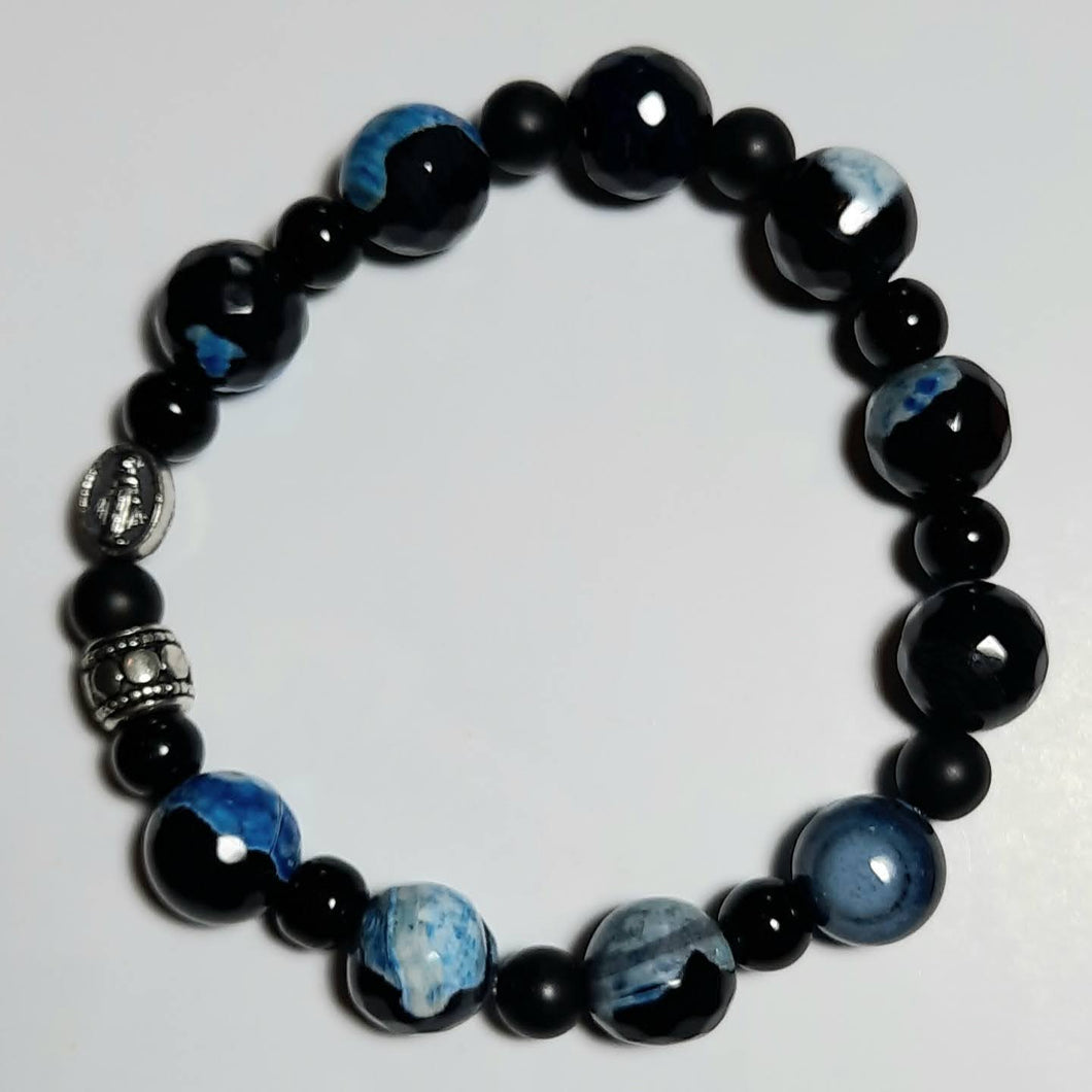 Blue Agate Stretch Rosary Bracelet