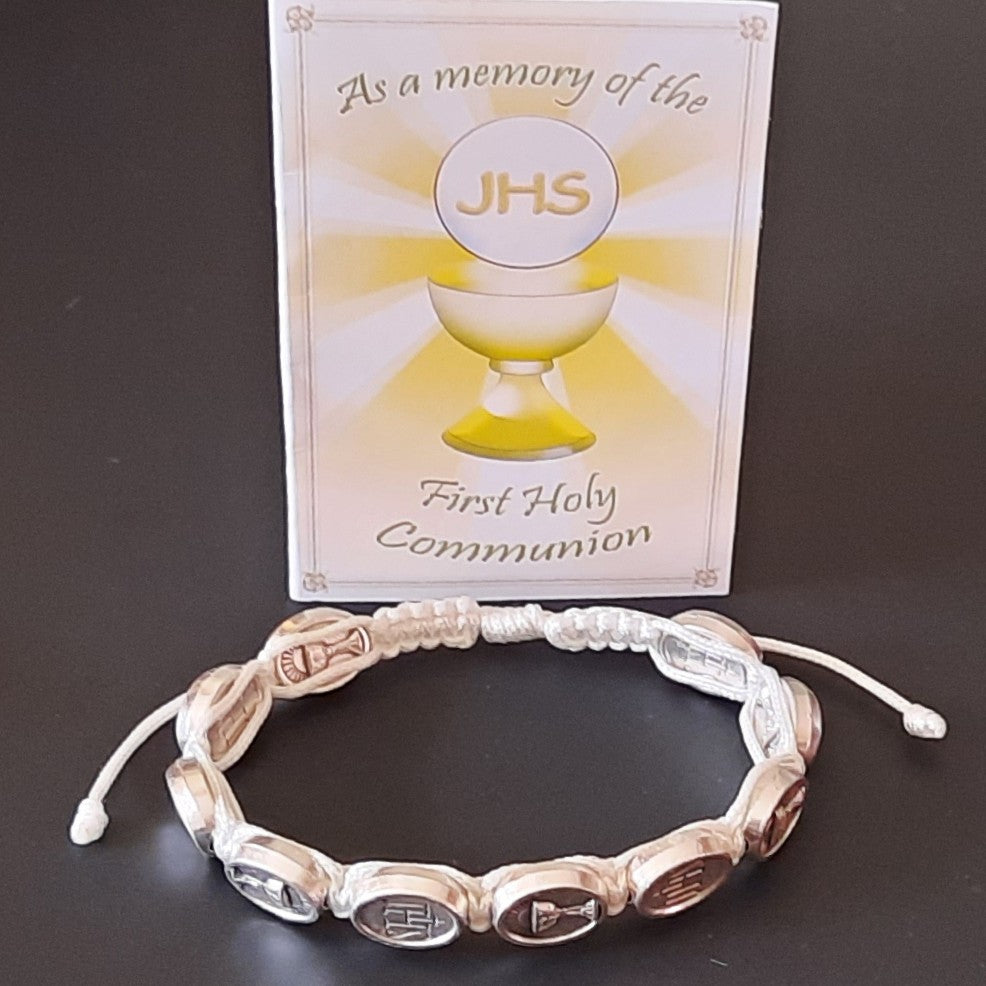 First Holy Communion Adjustable Cord Bracelet