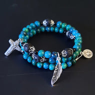 Custom teal and lava Rosary bracelet