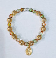 "Silver and gold" festive stretch Rosary bracelet