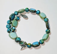 Turquoise Turn It Around Single Decade Rosary Bracelet Wrap