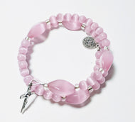 Pink Cat's Eye Rosary Bracelet