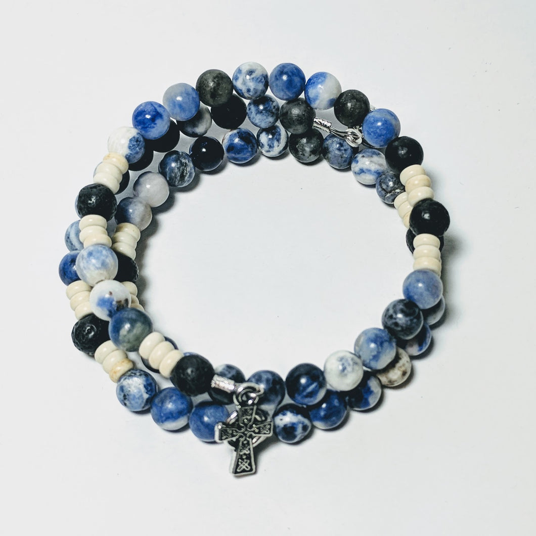 Sapphire Blue Beads Wrap Style Rosary Bracelet w India | Ubuy