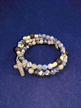 Ocean of Mercy Rosary Bracelet Wrap with Lava Beads and Unity Cross