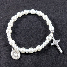 White Pearl Stretch Rosary Bracelet